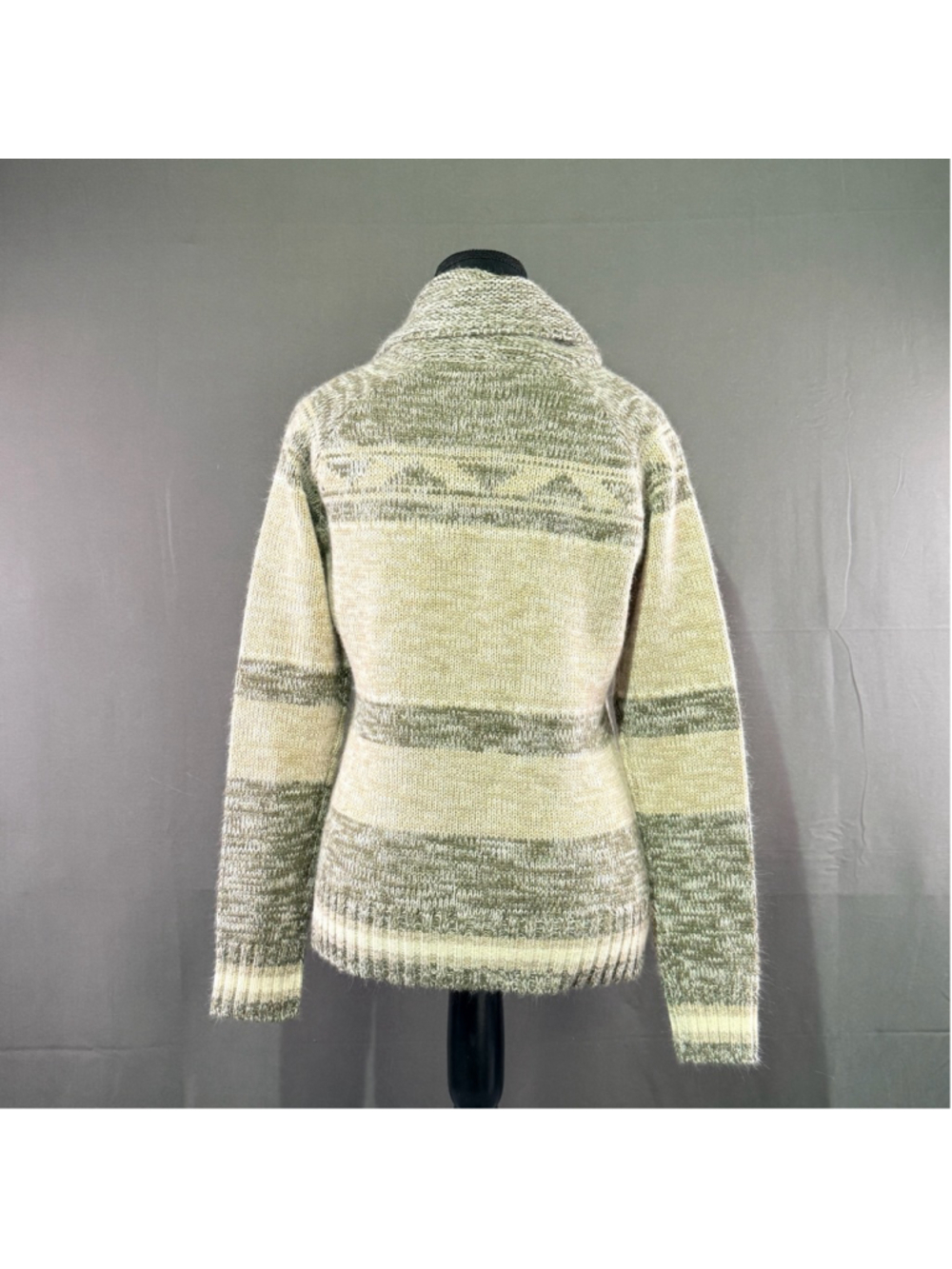 Triple Five Soul Women M Fair Isle Zip Cardigan Vintage Y2K Nordic Cream Sweater - Picture 4 of 12